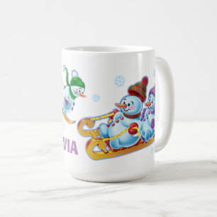 Winter Wonderland snow people mug custom name