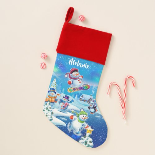 Winter Wonderland snow people scene stocking