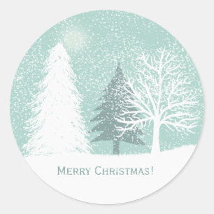 Winter Wonderland , snow pine trees Christmas Classic Round Sticker