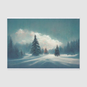 Winter Wonderland Snow Pine Trees Cloud Tissue Paper