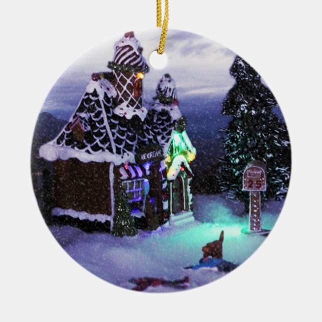 Winter Wonderland Snow Scene 2020 Ceramic Ornament (Front)