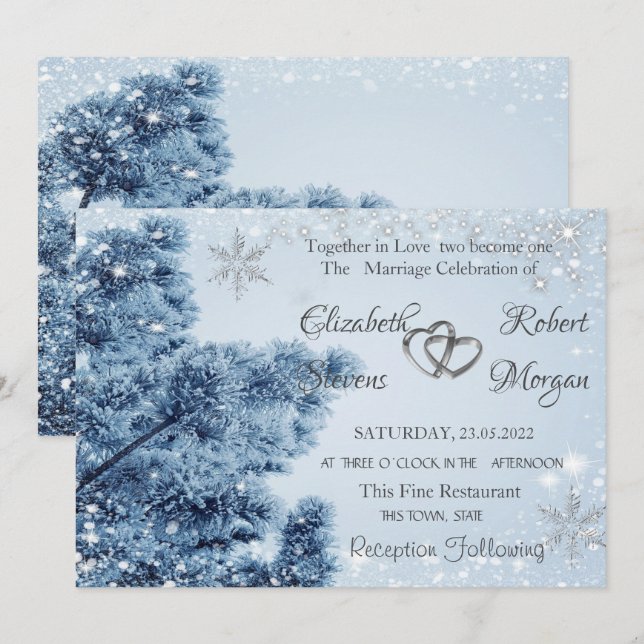 Winter Wonderland,Snow, Snowflakes Wedding Invitation (Front/Back)