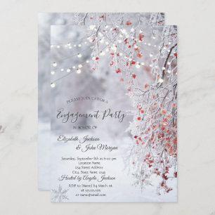 Winter Wonderland,Snow String Lights Engagement  Invitation