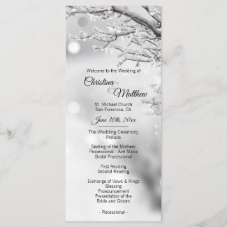 Winter Wonderland Snow Wedding Ceremony Program