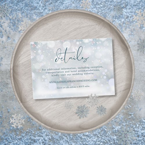 Winter Wonderland Snow Wedding Details Enclosure Card