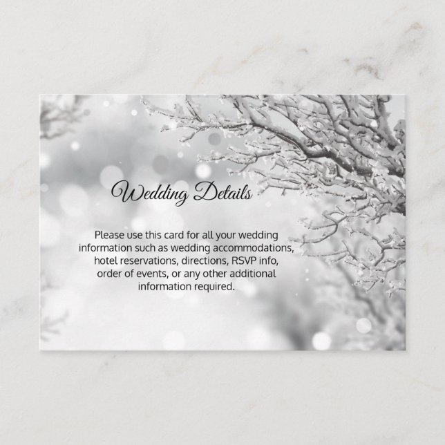 Winter Wonderland Snow Wedding Details Inserts (Front)