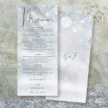 Winter Wonderland Snow Wedding Dinner Menu<br><div class="desc">This elegant winter wonderland snow wedding menu can be personalized with your information in chic typography with your monogram initials on the reverse. Designed by Thisisnotme©</div>