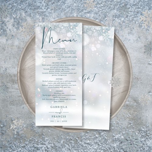 Winter Wonderland Snow Wedding Dinner Menu