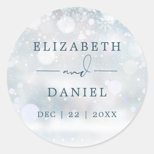 Winter Wonderland Snow Wedding Favor Classic Round Sticker