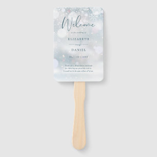 Winter Wonderland Snow Wedding Program Hand Fan