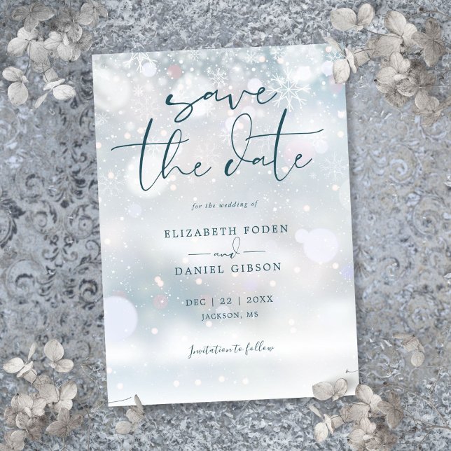 Winter Wonderland Snow Wedding Save The Date (Winter Wonderland Snow Wedding Save The Date)