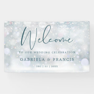 Winter Wonderland Snow Wedding Welcome Banner