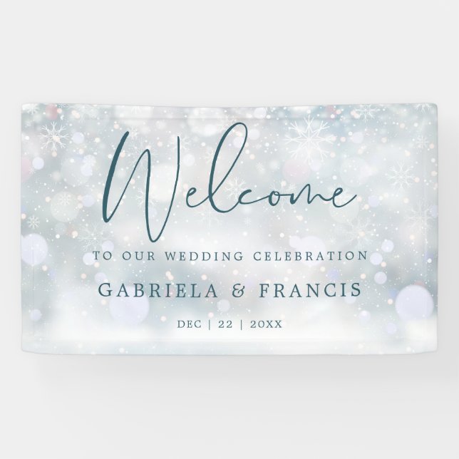 Winter Wonderland Snow Wedding Welcome Banner (Horizontal)