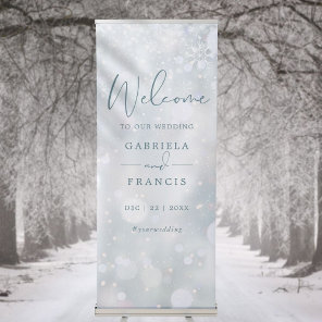 Winter Wonderland Snow Wedding Welcome Retractable Banner