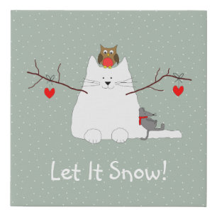 Winter Wonderland Snowcat Nursery Art  Faux Canvas Print