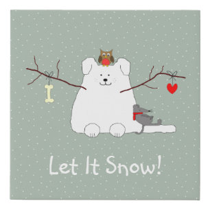 Winter Wonderland Snowdog Nursery Art Faux Canvas Print