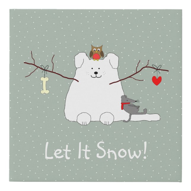 Winter Wonderland Snowdog Nursery Art  Faux Canvas Print (Front)