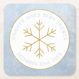 Winter Wonderland Snowflake Baby Shower Coaster