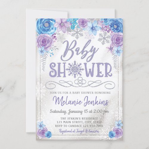 Winter Wonderland Snowflake Baby Shower Invitation