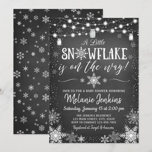 Winter Wonderland Snowflake Baby Shower Invitation (Front/Back)