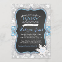 Winter Wonderland Snowflake baby shower invitation