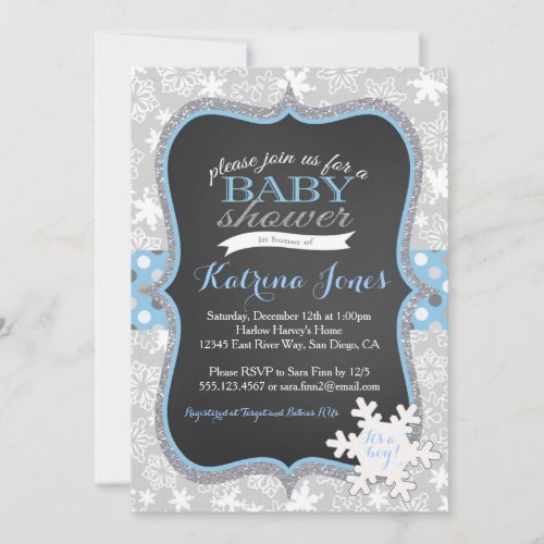 Winter Wonderland Snowflake baby shower invitation