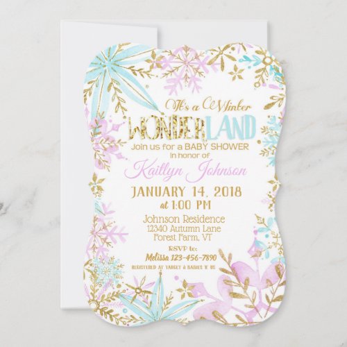 Winter Wonderland Snowflake Baby Shower Invitation