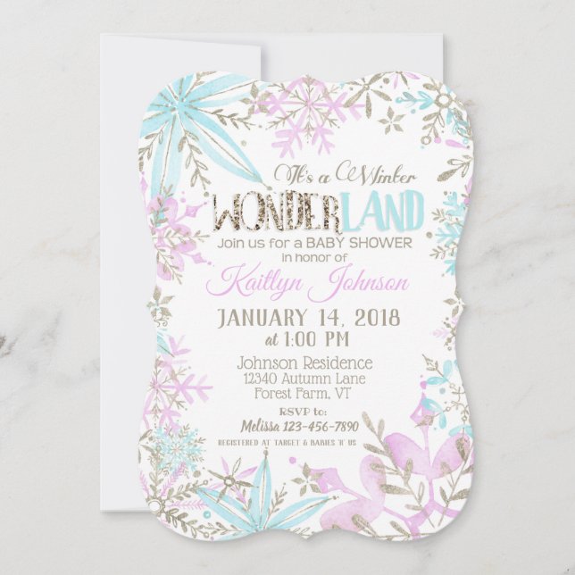 Winter Wonderland Snowflake Baby Shower Invitation (Front)