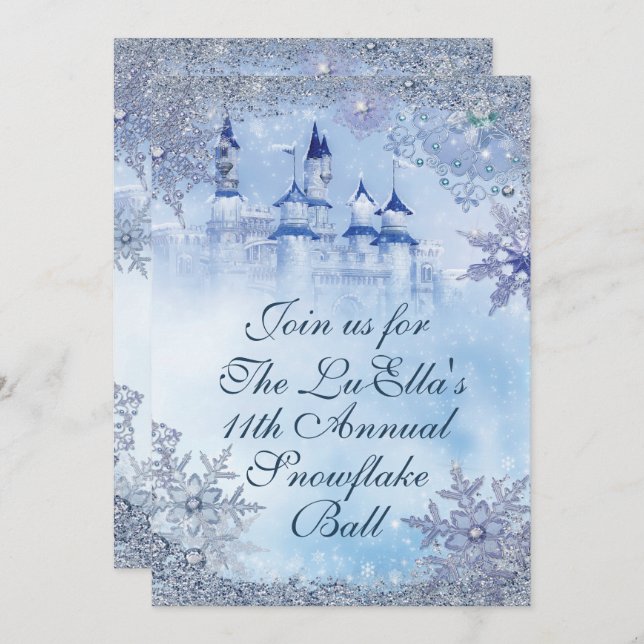 Winter Wonderland Snowflake Ball Invitations (Front/Back)