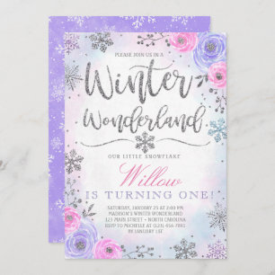 Winter Wonderland Snowflake Birthday Invitation