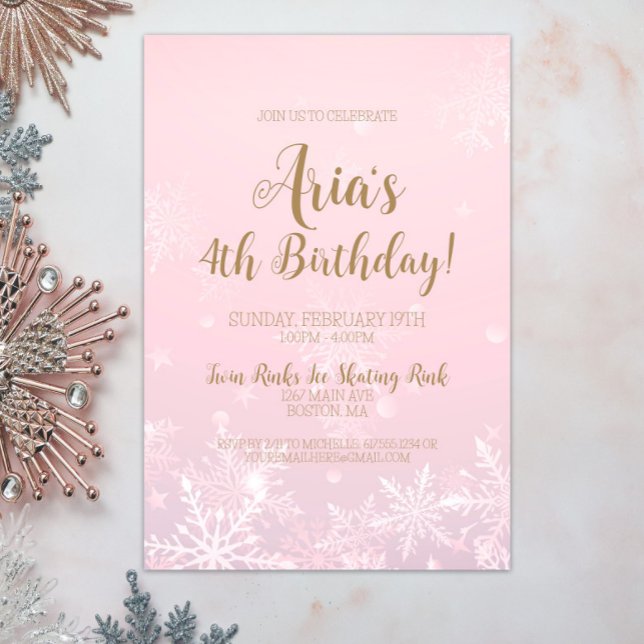 Winter Wonderland Snowflake Birthday Invitation (Winter Wonderland Birthday Party Invitation, Winter Onederland, Snowflake Invite, Girl Birthday)