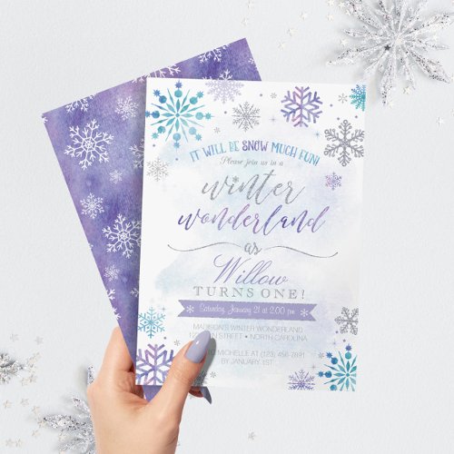 Winter Wonderland Snowflake Birthday Invitation