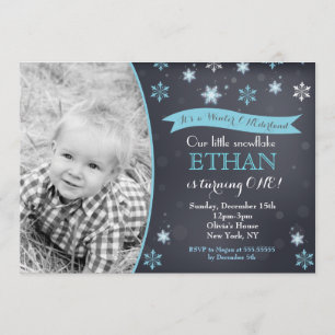 Winter Wonderland Snowflake Birthday Invitations