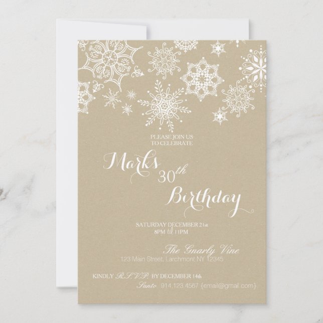 Winter Wonderland Snowflake Birthday Invite (Front)