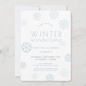 Winter Wonderland Snowflake Blue Birthday Invitation (Front)