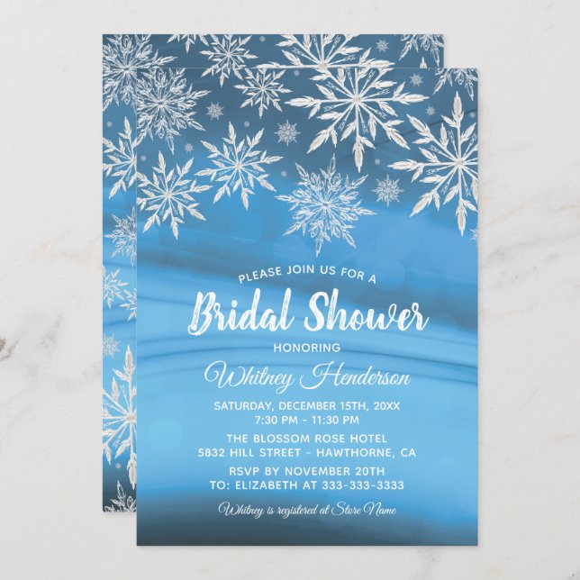 Winter Wonderland Snowflake Bridal Shower Invitation (Front/Back)