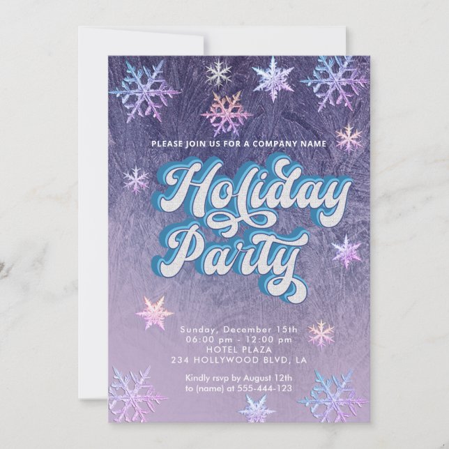 Winter wonderland snowflake company holiday party  invitation (Front)