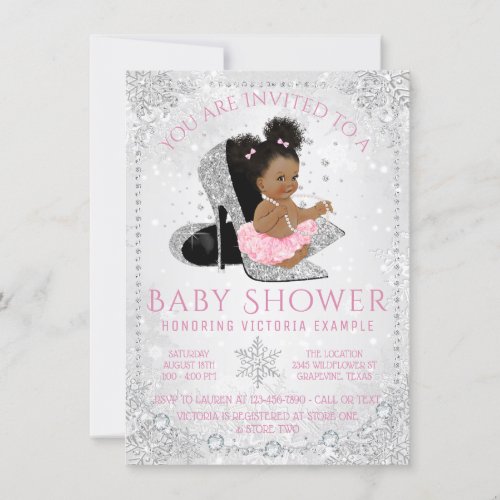 Winter Wonderland Snowflake Ethnic Baby Shower Invitation