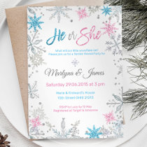 Winter Wonderland Snowflake Gender Reveal Invite