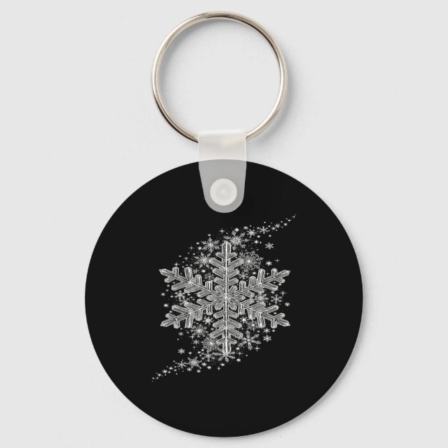 Winter Wonderland Snowflake Holiday Design For Men Keychain (Front)