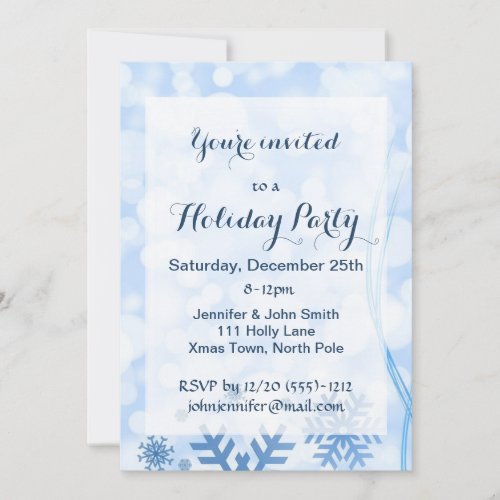 Winter Wonderland Snowflake Ice Holiday Party Invitation