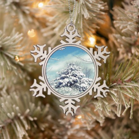 Winter Wonderland Snowflake Pewter Christmas Ornament