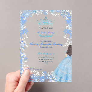 Winter Wonderland Snowflake Quinceañera Acrylic Invitations