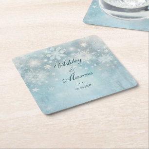 Winter Wonderland Snowflake Square Paper Coaster