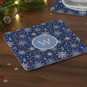 Winter Wonderland Snowflake Square Paper Coaster