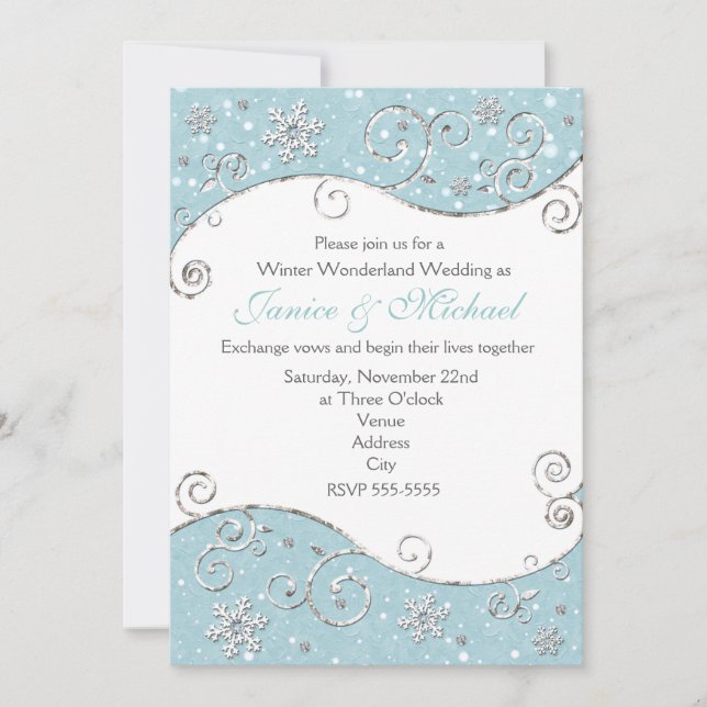 Winter Wonderland  Snowflake Swirl Invitation (Front)