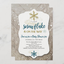 Winter Wonderland Snowflake Theme Boy Baby Shower Invitation
