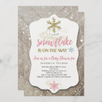 Winter Wonderland Snowflake Theme Girl Baby Shower Invitation