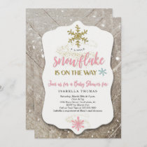 Winter Wonderland Snowflake Theme Girl Baby Shower Invitation