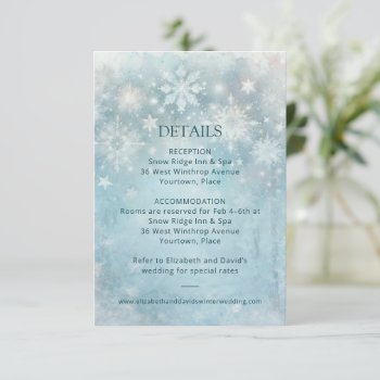 Winter Wonderland Snowflake Wedding Details Insert Invitation by starstreamdesign at Zazzle